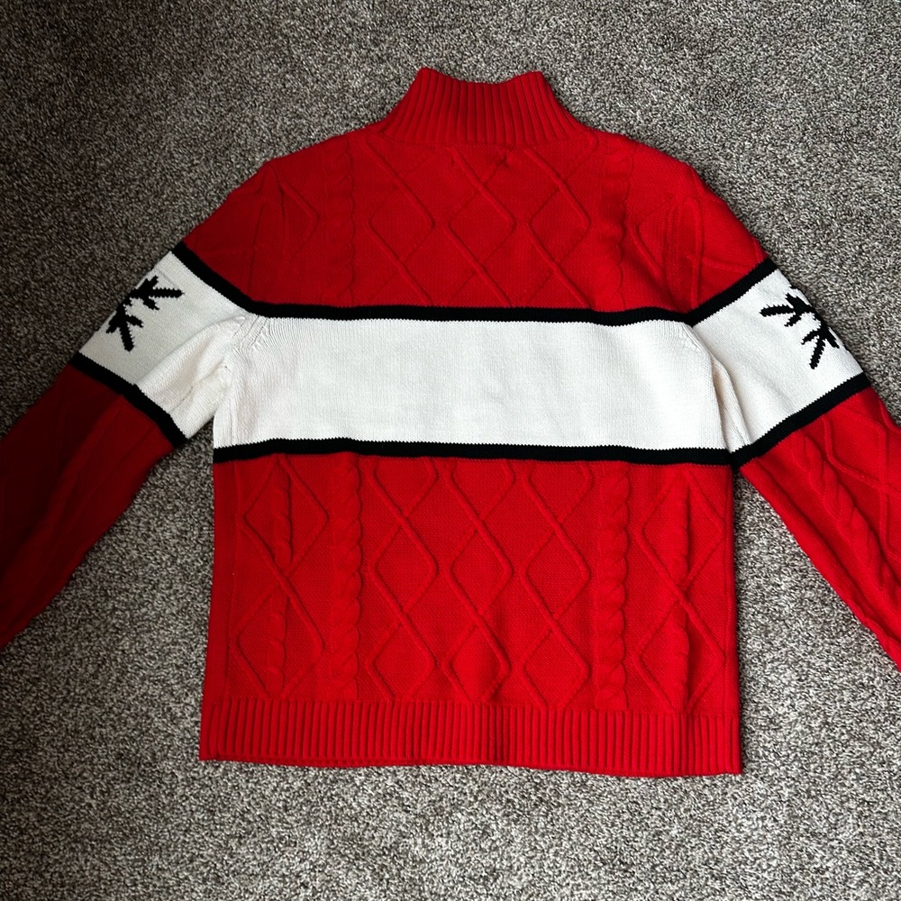 Marled Red Ribbed Knit Sweater - Picture 3 of 3